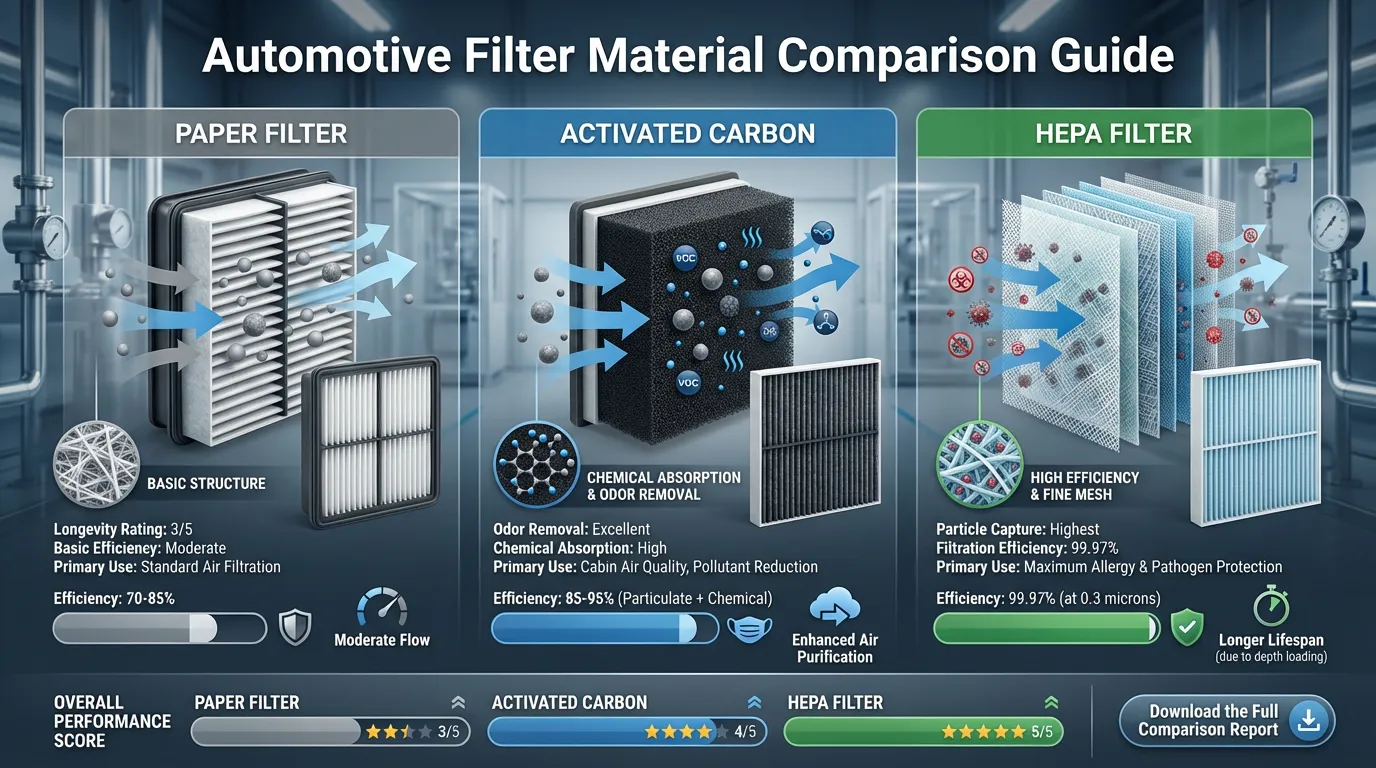 Car Filter Material Guide: Paper vs Activated Carbon vs HEPA